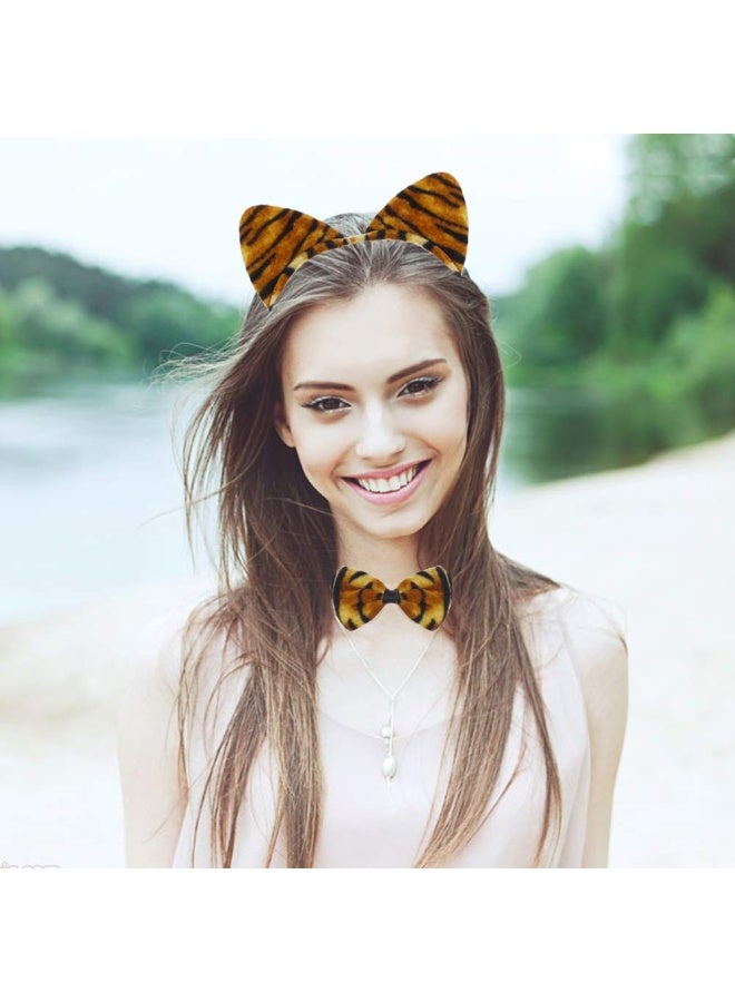 موردلي طقم أزياء نمر للبنات مع تنورة توتو، ربطة رأس، ذيل، وربطة عنق - إكسسوارات حيوانات لطيفة للحفلات والتنكر - Image 4